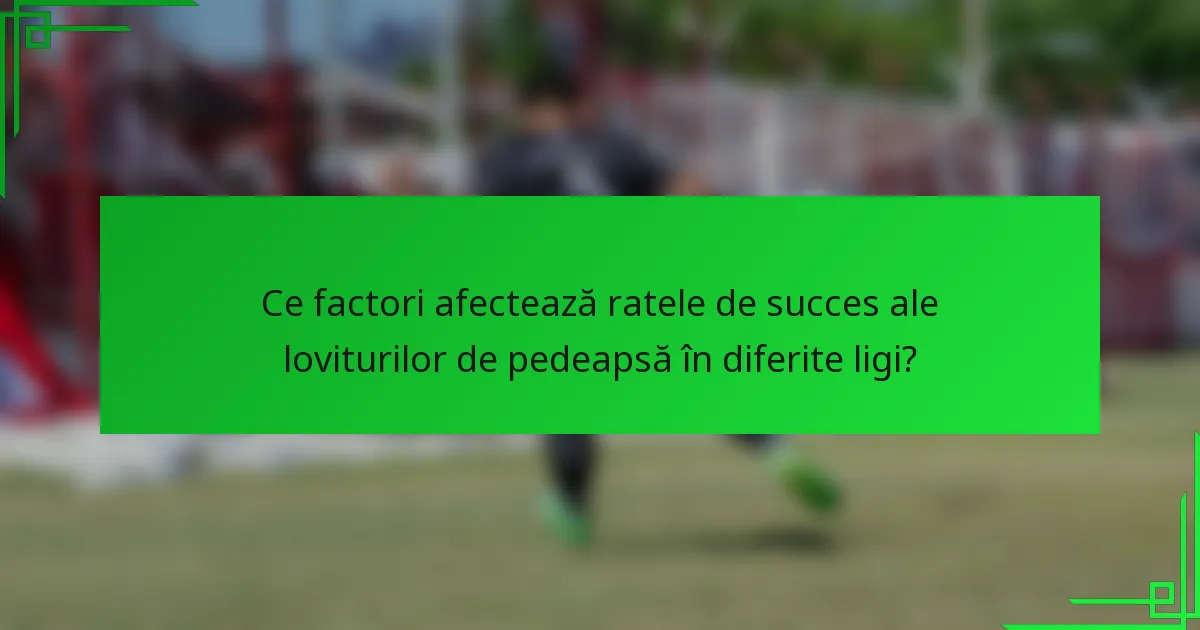 Ce factori afectează ratele de succes ale loviturilor de pedeapsă în diferite ligi?