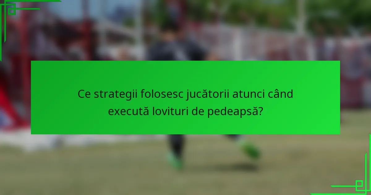 Ce strategii folosesc jucătorii atunci când execută lovituri de pedeapsă?