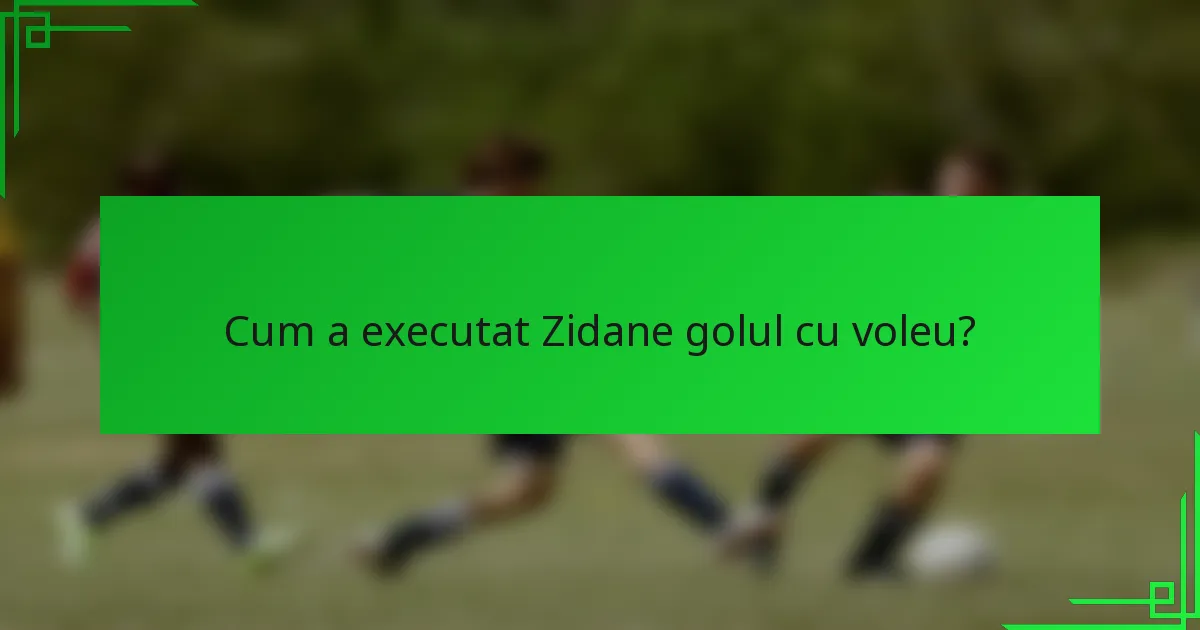 Cum a executat Zidane golul cu voleu?