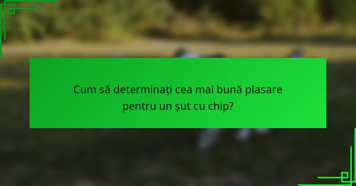 Cum să determinați cea mai bună plasare pentru un șut cu chip?
