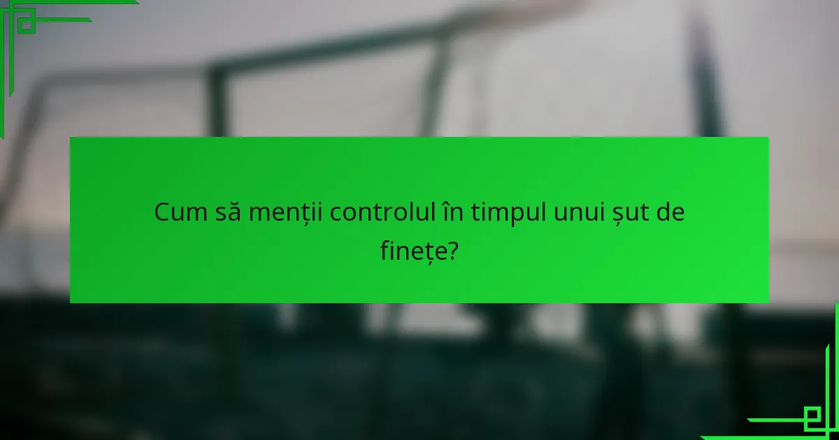 Cum să menții controlul în timpul unui șut de finețe?